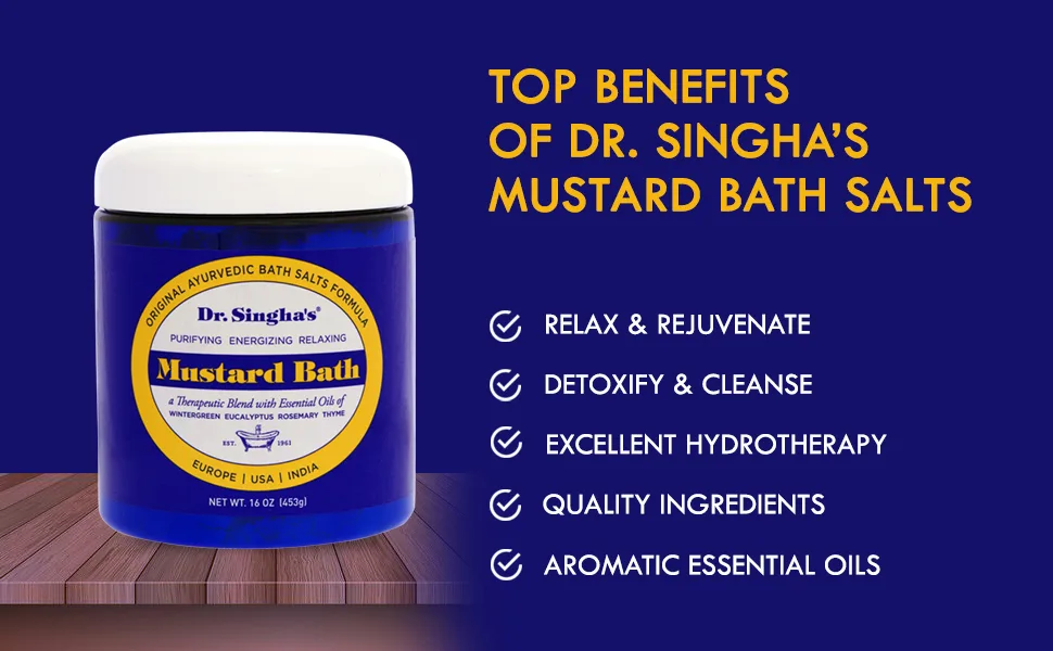 Dr. Singha's Mustard Bath, Therapeutic Bath Salts (16 Ounce) 1 Pound (Pack of 1) - 16 oz