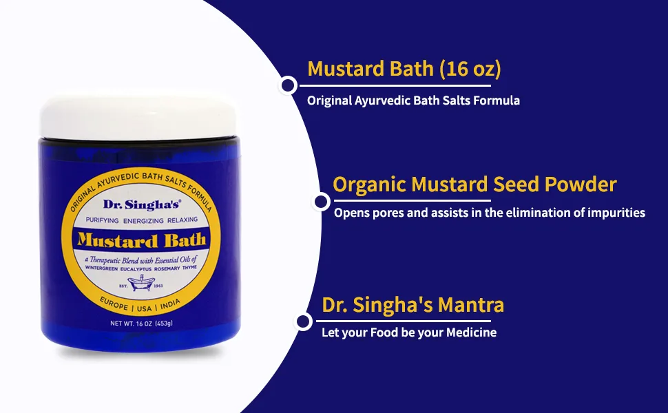 Dr. Singha's Mustard Bath, Therapeutic Bath Salts (16 Ounce) 1 Pound (Pack of 1) - 16 oz