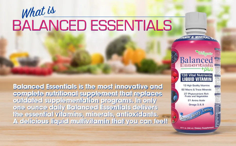 Balanced Essentials Liquid Nutritional Supplement, 32 Ounces - Very Berry 1 - Balanced Essentials is the most innovative and complete nutritional supplement to replace outdated