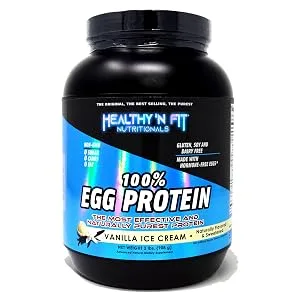 Healthy N Fit 100% EGG PROTEIN- Chocolate (12oz): 100% Egg White Protein PLUS Natural Peptides. Naturally Sweetened, Zero Carb, Keto, Paleo Friendly - New Label 2lb Egg Protein Vanilla Ice Cream