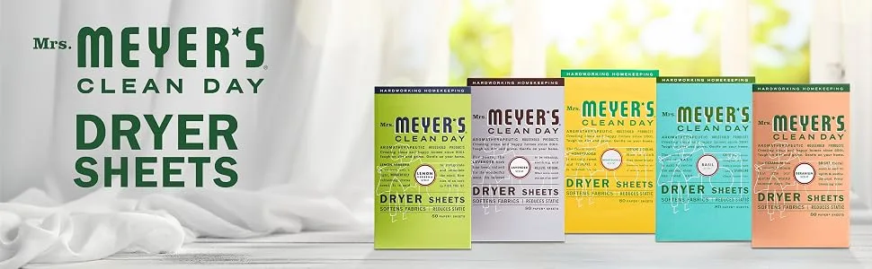 Mrs. Meyer's Dryer Sheets, Fabric Softener, Reduces Static, Infused with Essential Oils, Lavender Scent, 80 Count - Mrs. Meyer