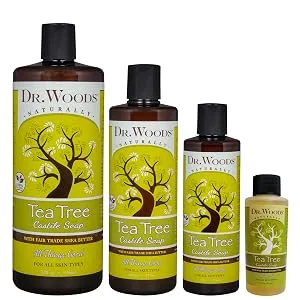 Dr. Woods Pure Tea Tree Liquid Castile Soap with Organic Shea Butter, 16 Ounce - dr woods tea tree castile soap fair trade shea butter all good things naturally gentle exfoliate
