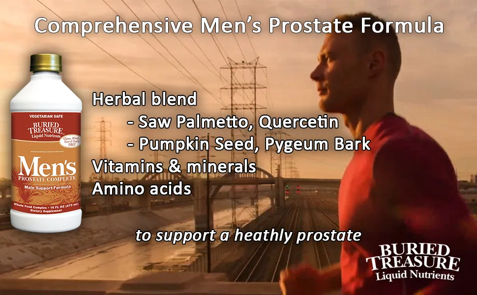 Buried Treasure: Men's Prostate Complete - Natural Herbal Formula Supplement w/ Saw Palmetto, Pygeum Bark, & Stine Nettles to Support Healthy Urinary & Prostate Function - 16 oz - saw palmetto prostate supplements pumpkin seed oil pygeum stinging nettle lycopene mens health