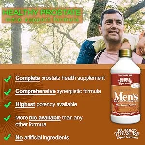 Buried Treasure: Men's Prostate Complete - Natural Herbal Formula Supplement w/ Saw Palmetto, Pygeum Bark, & Stine Nettles to Support Healthy Urinary & Prostate Function - 16 oz - saw palmetto prostate supplements pumpkin seed oil pygeum stinging nettle lycopene mens health