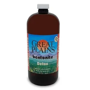 Yerba Prima Great Plains Bentonite - 32 oz - Natural Internal Liquid Clay Cleansing Supplement - BPA-Free Plastic Bottle - great plains bentonite detox dietary supplement healthy happy digestive tract system