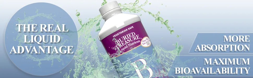 Buried Treasure B Complete High Potency B Complex Adrenal Support Liquid Supplement 30ml Contains 400 mcg Folate 16 oz - The real liquid advantage. More absorption and bioavailability