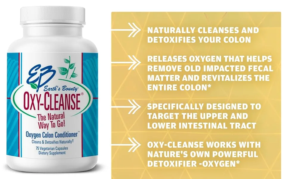 Earth's Bounty - Oxy-Cleanse - 75 Vegetarian Capsules - Oxygen Colon Conditioner - Naturally Cleans and Detoxifies - Herb Free - 2-Pack - product information 4