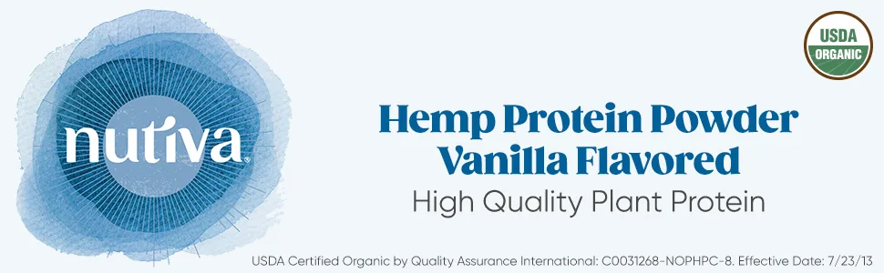 Nutiva Organic Cold-Pressed Hemp Seed Protein Powder, Vanilla, 16 Ounce - Nutiva Hemp Protein Vanilla