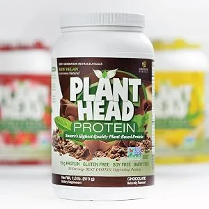 Genceutic Naturals Plant Head Protein Powder Supplement, Vanilla, 1.7-Pounds (lbs) Vanilla 1.7 Pound (Pack of 1) - Nature
