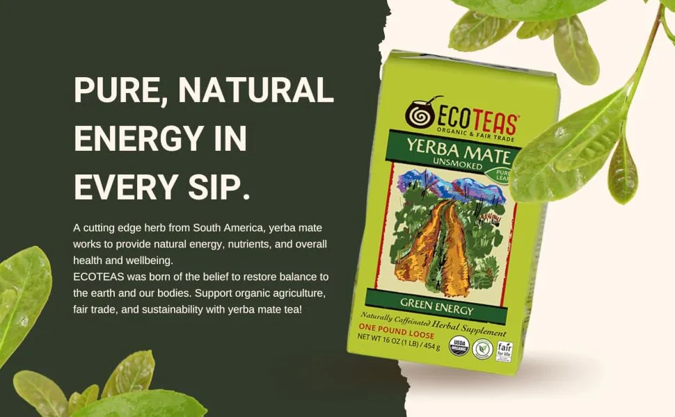 ECOTEAS Organic Yerba Mate Loose Tea Traditional Cut, 5 Pounds - ECOTEAS
