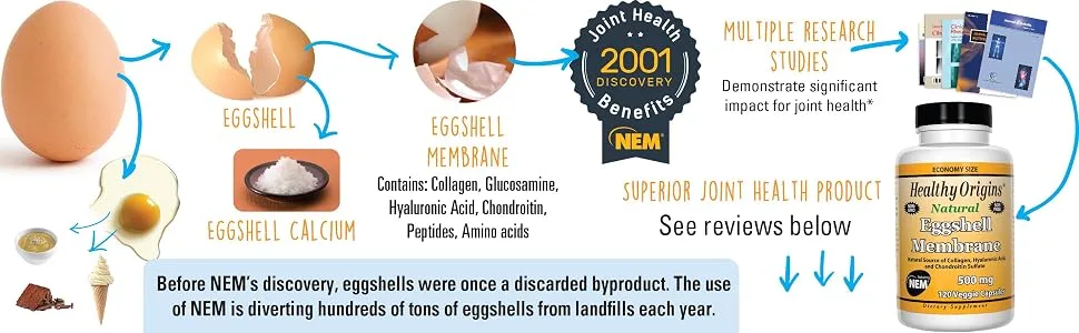 Healthy Origins Eggshell Membrane (NEM) 500 mg, 120 Veggie Caps 120 Count (Pack of 1) - product information 3