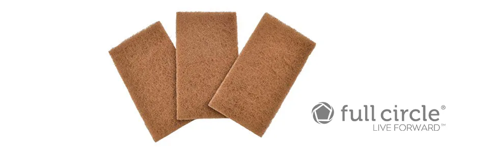 Full Circle Neat Nut Walnut Shell Scouring Pads, Non-Scratch, Set of 3, 5 oz Scouring Pads, Set of 3 - Full Circle, Cleaning Products, Cleaning Tools, Cleaning Supplies, Sponge, Dish Brush, Recycle