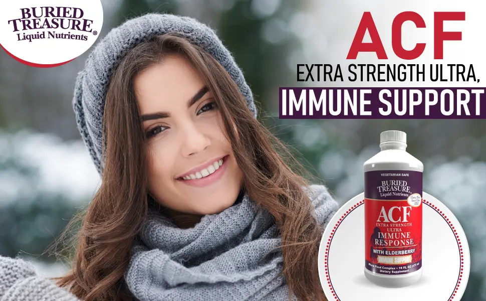 Buried Treasure ACF Extra Strength Extreme Immune Support with Elderberry Echinacea Vitamin C and Herbal Blend for Comprehensive Rapid Relief 16 Fluid Ounce - Buried Treasure ACF Extra Strength Ultra Immune Support