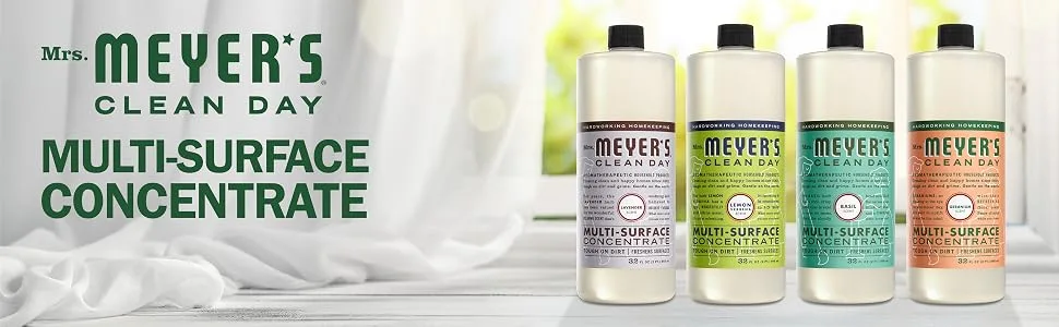 Mrs. Meyer's Multi-Surface Cleaner Concentrate, Use to Clean Floors, Tile, Counters, Basil, 32 fl. oz - Pack of 2 - Mrs. Meyer