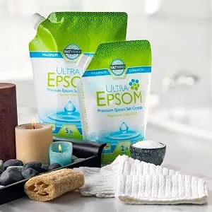 SaltWorks Ultra Epsom Bath Salt, Unscented, Medium Grain, 5 Pound Bag 5 Pound (Pack of 1) Medium Grain - ultra epsom in the bath candles relaxation soak tub