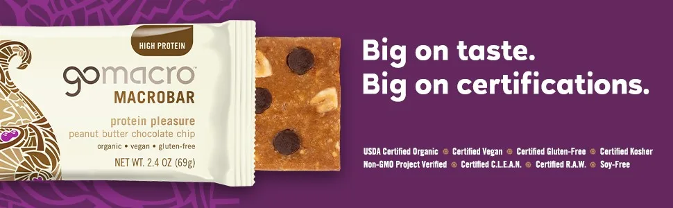 GoMacro MacroBar Organic Vegan Protein Bars - Peanut Butter Chocolate Chip (2.4 Ounce Bars, 12 Count) - go macro protein bars