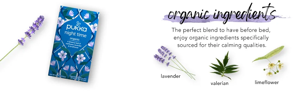 Pukka Night Time, Organic Herbal Sleep Tea With Chamomile, Lavender & Valerian, 20 Tea Bags - perfect blend for before bed, lavender, valerian and limeflower