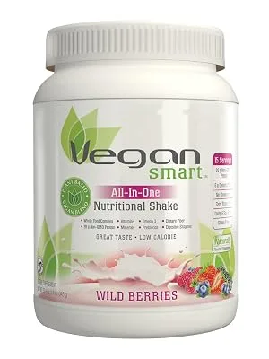 Vegansmart Plant Based Vegan Protein Powder by Naturade, All-in-One Nutritional Shake - Wild Berries (15 Servings) - product information 2