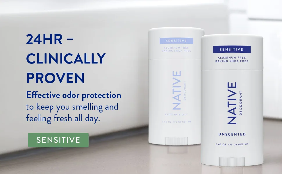 Native Sensitive Deodorant Natural Deodorant  Aluminum Free - Unscented  - Native Sensitive Natural Aluminum Free Deodorant for Men and Women