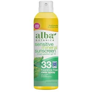 Alba Botanica Sensitive Sunscreen Spray, SPF 33, Fragrance Free, 6 Oz Fragrance Free Spray - Alba Sensitive Sunscreen Spray SPF 33