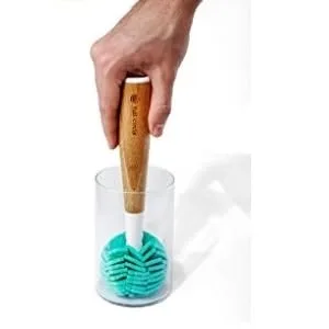 Full Circle Crystal Clear 2.0 Replaceable Bamboo Handle Glassware & Dish Cleaning Sponge, One Size, White Crystal Clear (White) - Full Circle, Cleaning Products, Cleaning Tools, Cleaning Supplies, Sponge, Dish Brush, Recycle