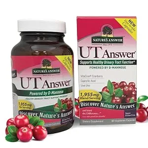 Nature's Answer UT Answer with D-Mannose, 90-Count | Promotes Urinary Tract Health | Bladder Support | Natural Detox | Daily Bladder Regulator - UT Answer, D-Mannose, Cranberry Concentrate