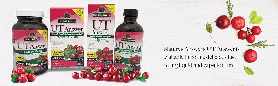 Nature's Answer UT Answer with D-Mannose, 90-Count | Promotes Urinary Tract Health | Bladder Support | Natural Detox | Daily Bladder Regulator - UT Answer, Herbal, D-Mannose, Cranberry, Urinary Tract, Nature