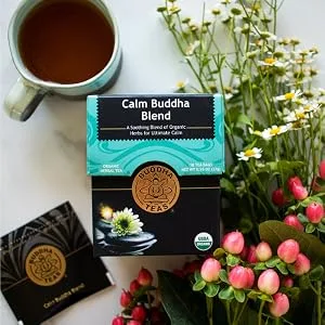 Buddba Teas Raspberry Leaf Tea - OU Kosher, USDA Organic, CCOF Organic, 18 Bleach-Free Tea Bag - Calm Buddha Blend