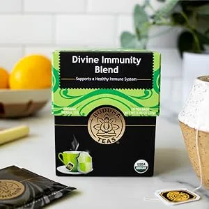 Buddba Teas Raspberry Leaf Tea - OU Kosher, USDA Organic, CCOF Organic, 18 Bleach-Free Tea Bag - Divine Immunity Blend