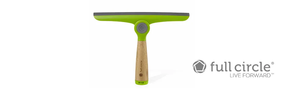 Full Circle Wipe Out Pivoting Shower Squeegee with Hanging Hook, 2 Piece, White - Window, Cleaner, Washer, Rubber, Recycle, Home, Cleaning, Glass, Rubber, Bamboo, Tool, Supplies