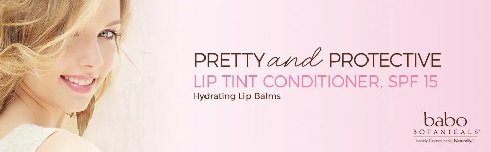 Babo Botanicals 70+% Organic Tinted Mineral Lip Conditioner SPF 15, Water-Resistant Lip Balm, Wild Rose - 0.15 oz. - lip tint
