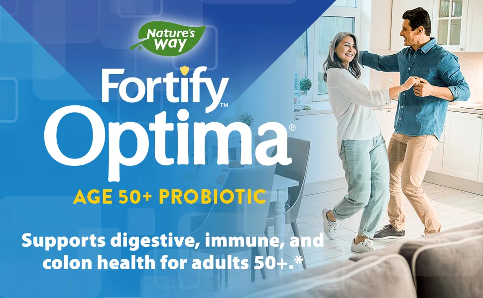 Nature’s Way Fortify Optima 50+ Daily Probiotic, 90 Billion, 15 Strains, Prebiotic, 30 Capsules - fortify optima probiotics