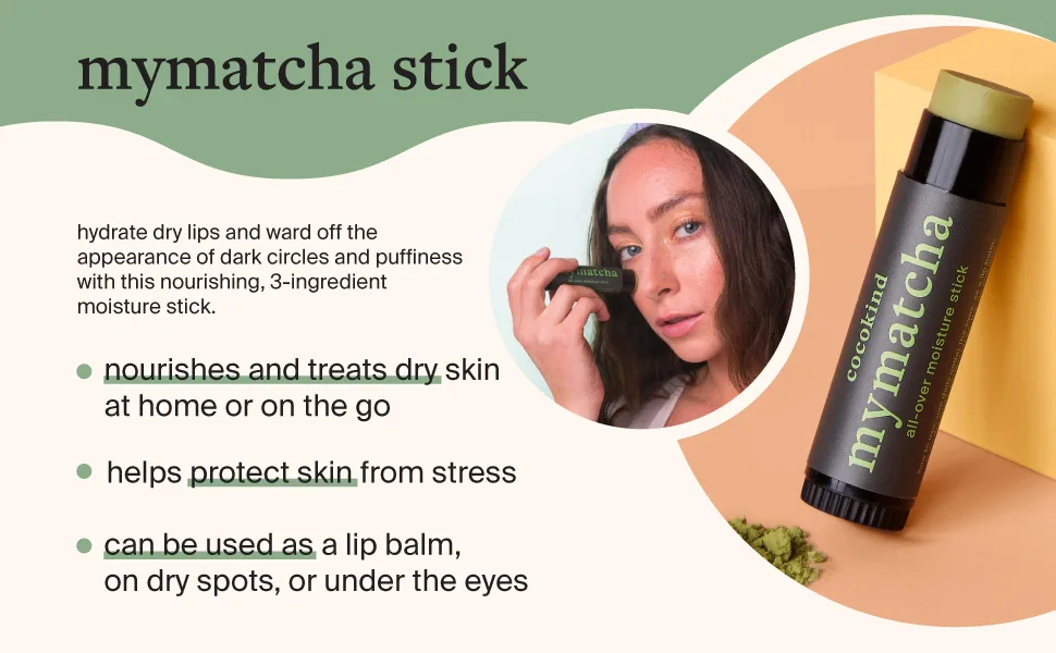 Cocokind Mymatcha All-Over Moisture Stick | Hydrates Dry Lips | Reduce Appearance of Dark Circles | 0.5 oz - mymatcha stick