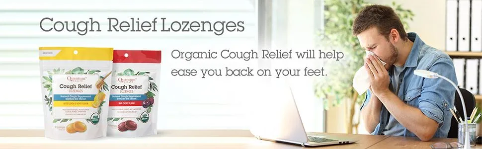 Quantum Health Organic Cough Relief Lozenges, Meyer Lemon & Honey, Natural Menthol Cough Suppressant, Bagged, 18 Ct. - product information 1