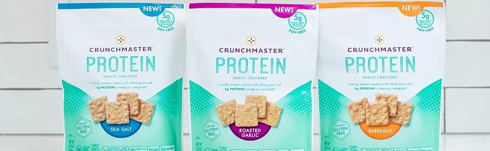 Crunchmaster Protein Snack Crackers, Sea Salt, 3.54 Ounce Sea Salt 3.54 Ounce (Pack of 1) - protein crackers high crunchmaster multigrain non gmo multi-grain 5-seed crisps gluten free