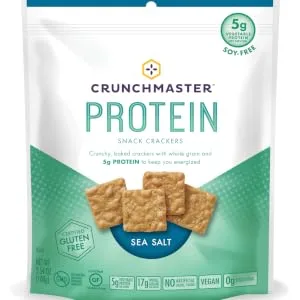 Crunchmaster Protein Snack Crackers, Sea Salt, 3.54 Ounce Sea Salt 3.54 Ounce (Pack of 1) - protein crackers high crunchmaster multigrain non gmo multi-grain 5-seed crisps gluten free