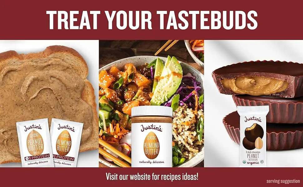 Justin's Classic Peanut Butter Squeeze Packs, Only Two Ingredients, Gluten-Free, Non-GMO, Responsibly Sourced, 1.15 Ounce (10 Pack) 11.5 oz - treat your tastebuds
