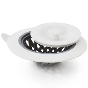 Full Circle Sinksational Sink Strainer with Stopper, White/Gray - product information 4