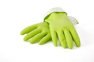Full Circle Splash Patrol Natural Latex Cleaning and Dish Gloves, Medium/Large, Green Medium/Large Green - product information 2