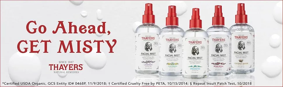 THAYERS Alcohol-Free Witch Hazel Facial Mist Toner with Aloe Vera, Lavender, 8 Ounce Lavender 8 Fl Oz (Pack of 1) - Thayers Facial Mist