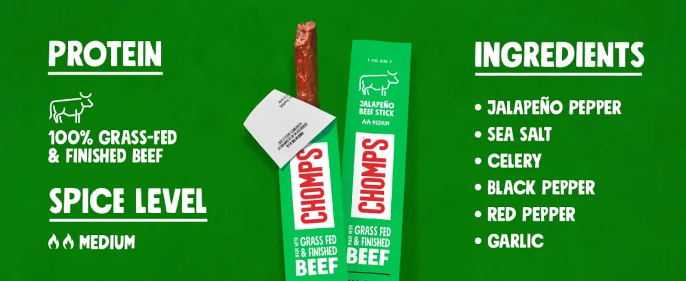 Chomps Jalapeno Beef Stick, 1.15 OZ - jalapeno beef ingredients
