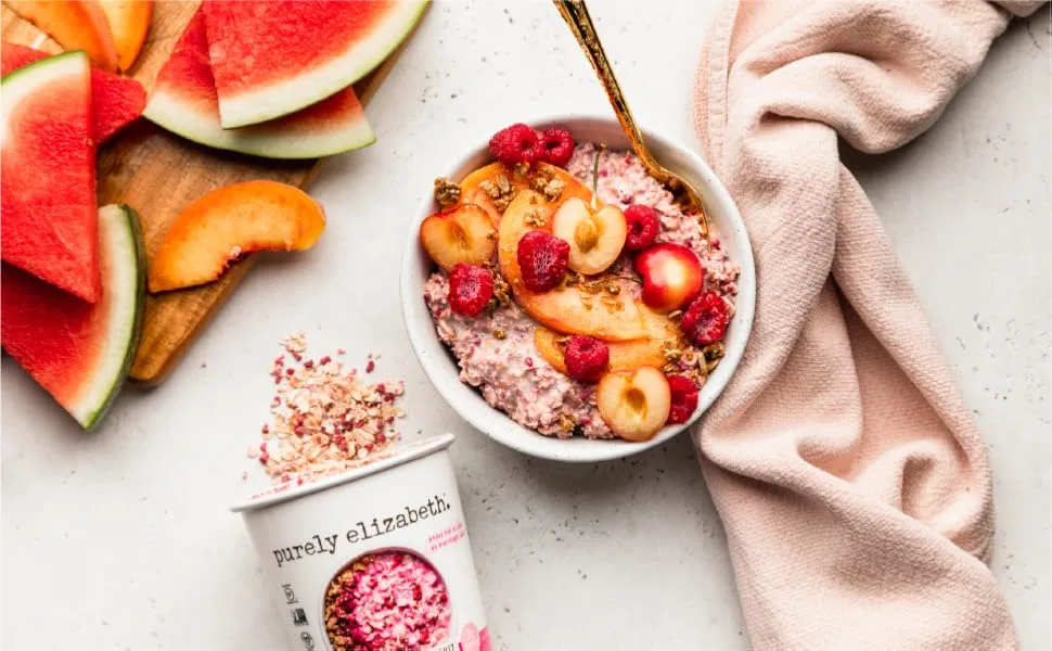 Purely Elizabeth, Raspberry Dragon Fruit, Vibrant Oatmeal Cups, Gluten-Free, Vegan, non-GMO, 2oz Pack of 12 - oats