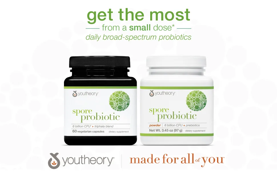 Youtheory Spore Probiotic Powder Advanced 3.45 oz. (1 Bottle) No Refrigeration Required - spore probiotic, youtheory