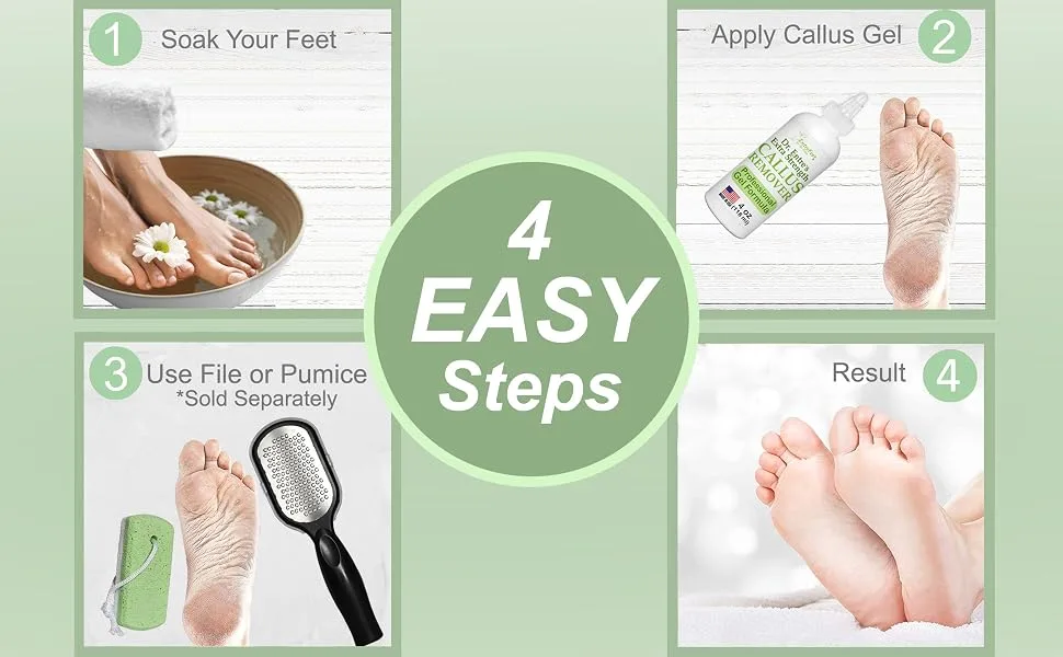 Dr. Entre's Callus Remover Gel: Extra Strength Callus Remover for Feet, Foot Callus Remover, Foot Care, Pedicure Tools Supplies, Dead Skin Remover, 4 oz - instructions spa products
