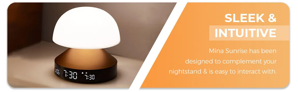 Lexon Mina sunrise alarm clock - including alarm light and sunset simulation - wireless and rechargeable - Bronze - banner 2