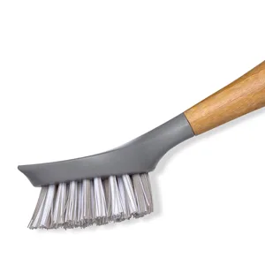 Full Circle Tenacious C Cast Iron Brush and Scraper with Bamboo Handle – Skillet Scrubber with Tough Nylon Bristles, Grey, One Size, Gray - tenacious c bristles