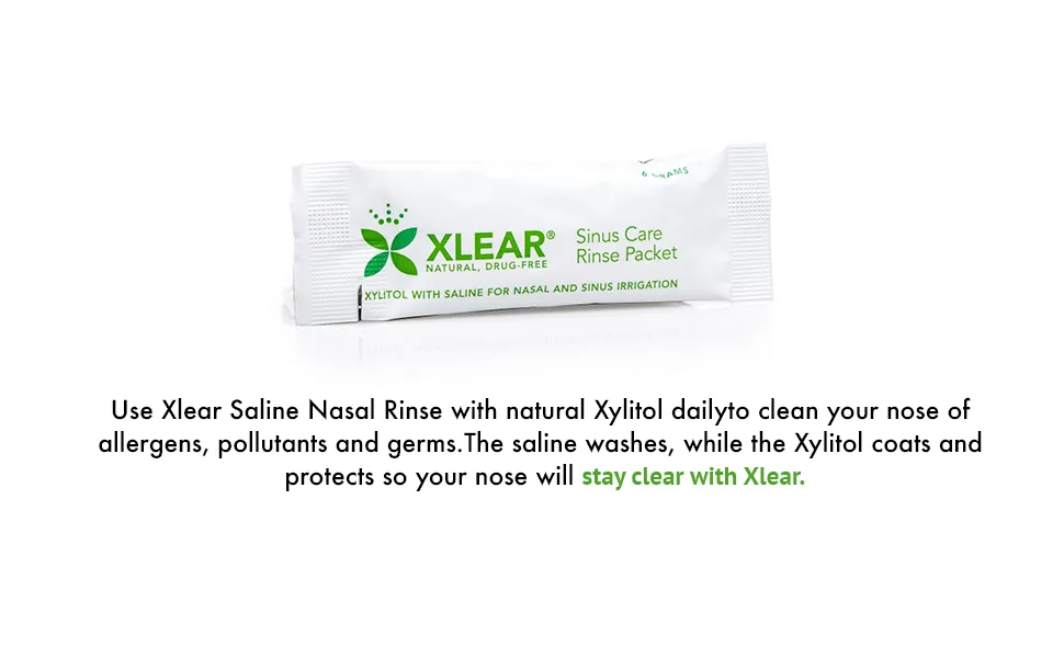 Xlear Natural Neti Pot Sinus Rinse Refill Packets, Sinus Relief Saline Nasal Rinse with Xylitol (50 Packets) - homeopathic cold medicine nasal sprays sinus spray