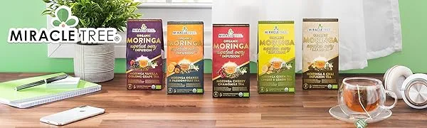 Miracle Tree's Energizing Moringa Infusion - Chai | Super Caffeinated Blend | Healthy Coffee Alternative, Perfect for Focus | Organic Certified & Non-GMO | 16 Pyramid Sachets Chai 16 Count (Pack of 1) - Miracle Tree, Moringa, Tea, Coffee, High Caffeine, Super-Caffeinated, Healthy Coffee Alternative