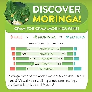 Miracle Tree's Energizing Moringa Infusion - Chai | Super Caffeinated Blend | Healthy Coffee Alternative, Perfect for Focus | Organic Certified & Non-GMO | 16 Pyramid Sachets Chai 16 Count (Pack of 1) - Moringa Matcha Kale Superfood Nutrient Rich Vitamins Minerals Antioxidants Amino Acids Calcium Iron