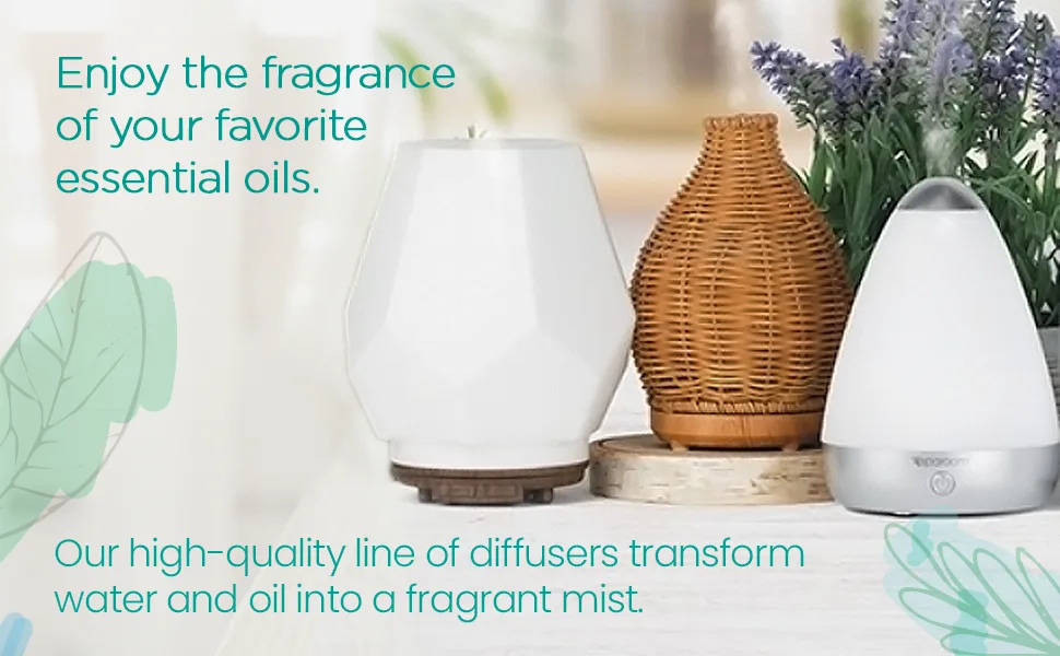 SpaRoom PureMist Ultrasonic Essential Oil Diffuser and Fragrance Mister – LED Light Show – 100ml Capacity - aroma